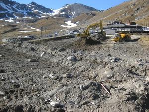 Base Contracting on site at The Remarkables ski area removing top soil from the learners area in preparation for excavations.